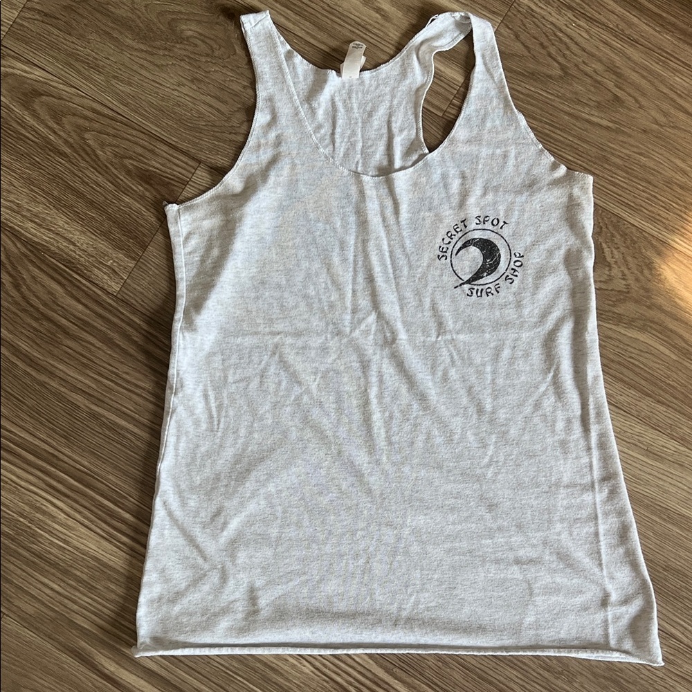 Secret Spot Surf Spot White Tank Top with Surf Logo